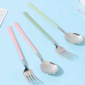 Fork Spoon Tableware Set with Vertical Stripes Box