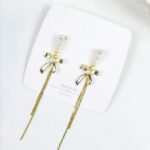 Long Tassel Pearl Bow Earrings