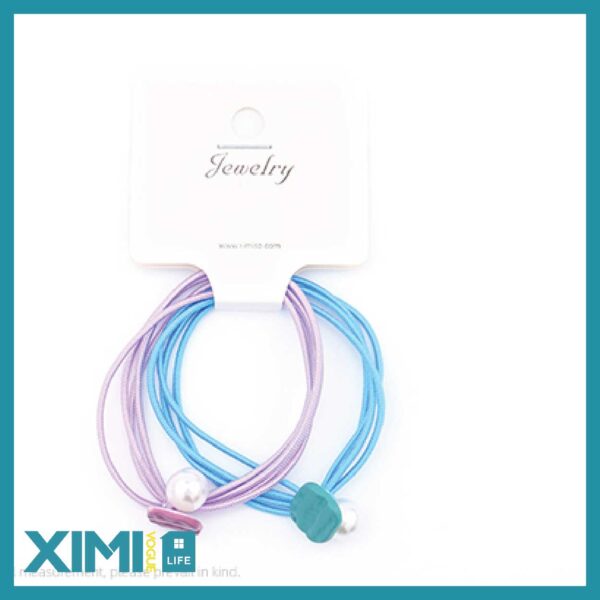 Square Pendant Artificial Pearl Hair Rope 2PCS
