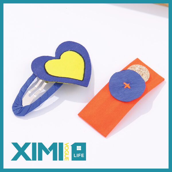 Cute Loving Heart Contrast Color Hair Clip Set