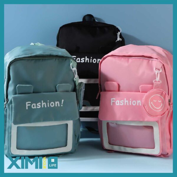 Simple Casual Bear Ear Square Large Backpack