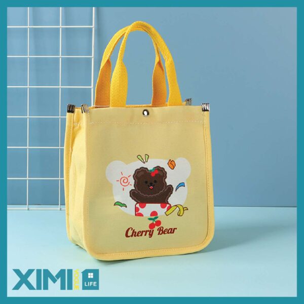 Cute Surprise Cherry Bear Square Canvas Bag
