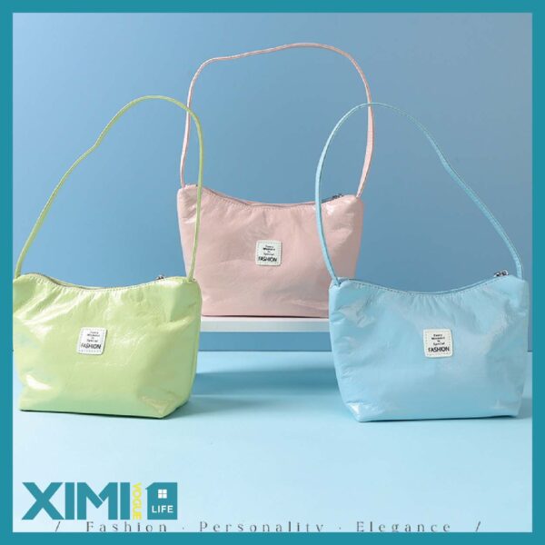 Trendy Macaron Oil Wax Moon Shape Shoulder Bag