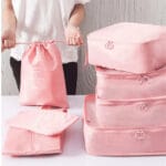 7Pcs Portable Travel Organizer Pink Color