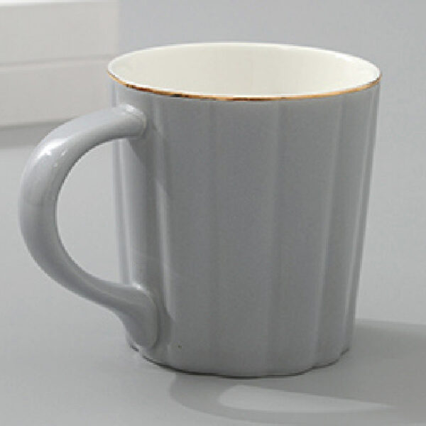 Simple Style Ceramic Mug with Golden Rim (300ml/10.6oz)(Gray)