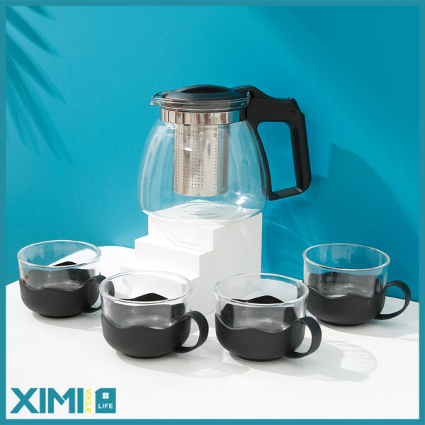 Simple Fashion Glass Teapot Set (900ml/30.4 fl.oz.) (Black)