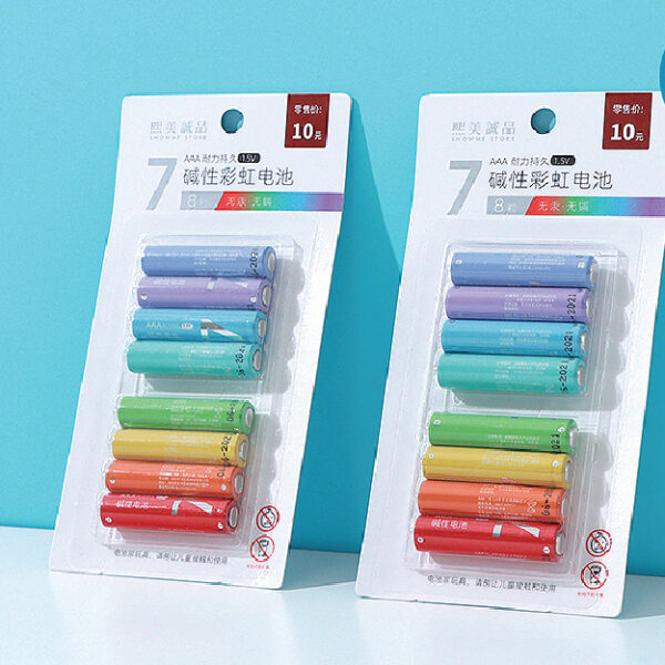 No.7 alkaline rainbow battery, 8 pcs