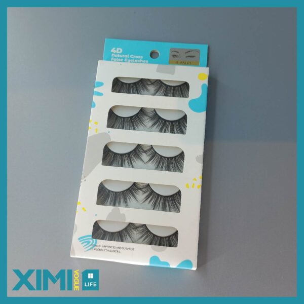 4D Natural Cross False Eyelashes (Black) (5 Pairs)