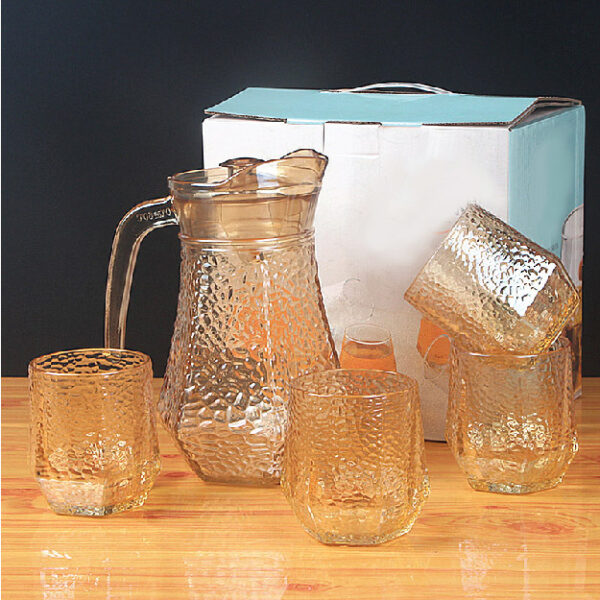 Retro Water Pattern Nordic Hexagonal Kettle with 4 Cups