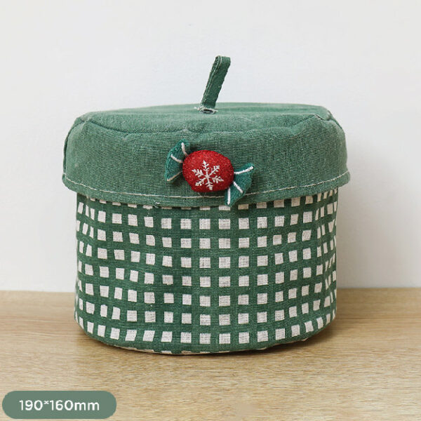 Christmas Series Fabric Storage Bucket with Lid (Green)