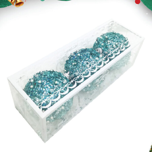 8CM Foam Glitter Ball 3 PCS (Light Blue)