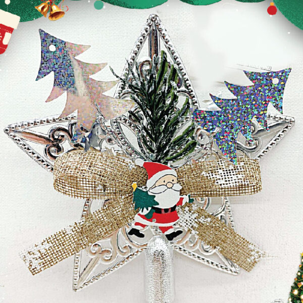 Silver Santa Claus Christmas Tree Star Topper