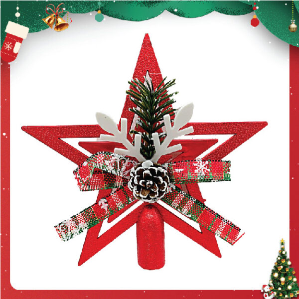 Red Pine Christmas Tree Star Topper