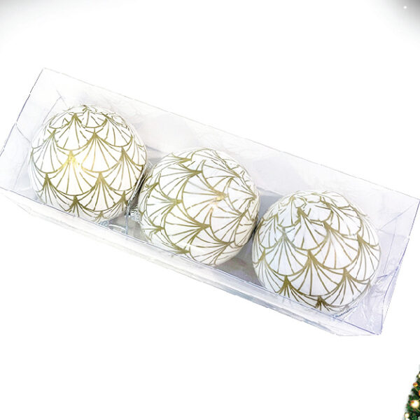 Gold Leaf Print Christmas Ball 3 PCS