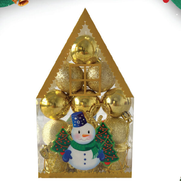 Snowman Hut Christmas Ball (4CM)(13 PCS)(Gold)