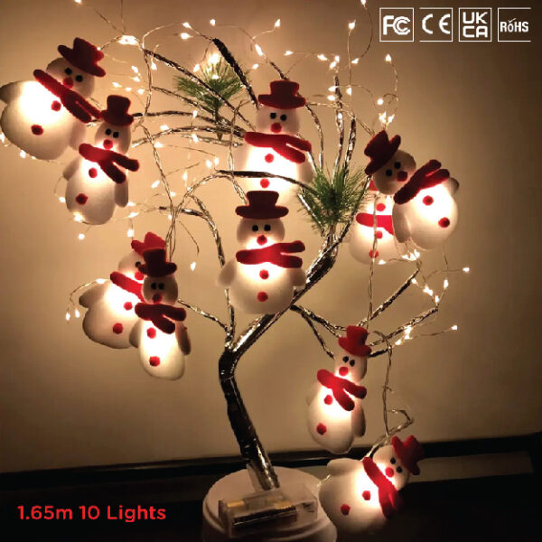 1.65m 10 Lights Snowman String Lights (White)