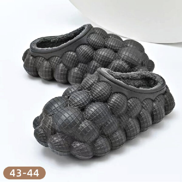 Warm Plush Lining Bubble Slides for Men 43-44 (Black)