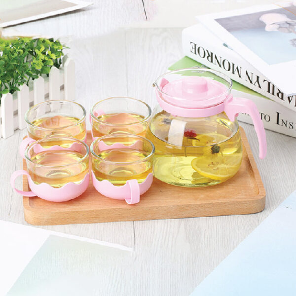 Classic Kettle & Cups Set 5 PCS (Pink)