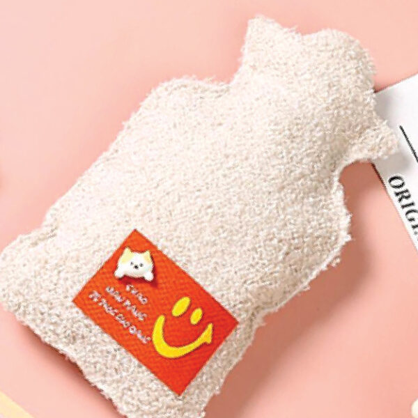 Cloth Label Smiling Face Flocking Hot Water Bottle 300ml/10.1fl.oz.