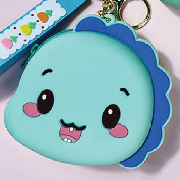 Little Dinosaur Silicone Coin Purse Keychain