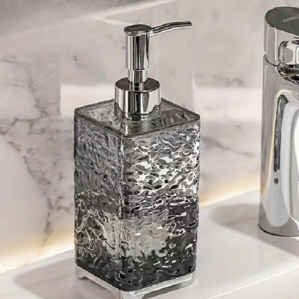 Square Refillable Pump Bottle 400Ml Transparent- Black (YWU)