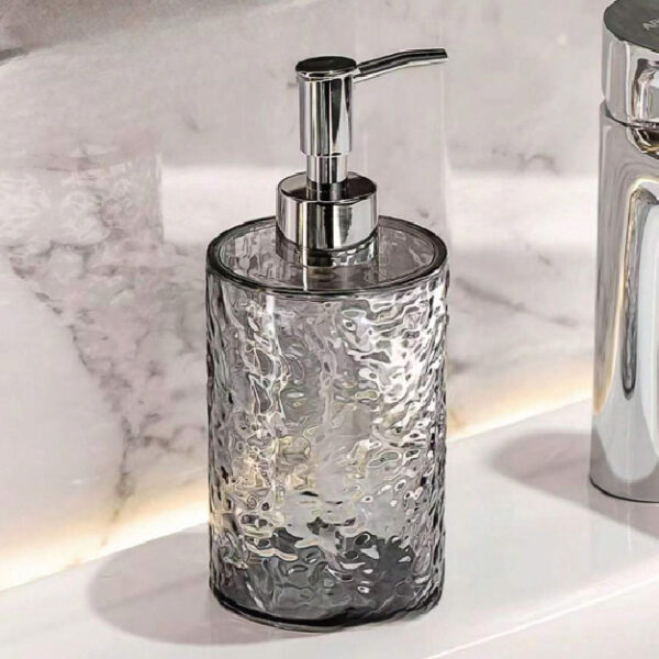 Round Refillable Pump Bottle 400Ml Transparent -Black (YWU)