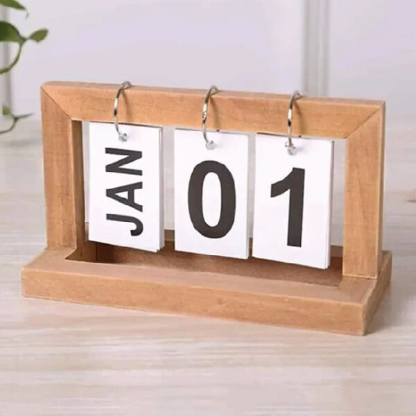 Wooden Page-Turning Desk Calendar For Home Or Office Decor (YWU)