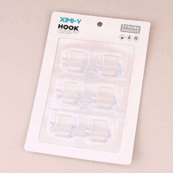 Creative Double Hook Traceless Sticky Hooks /6 Pcs (Clear)