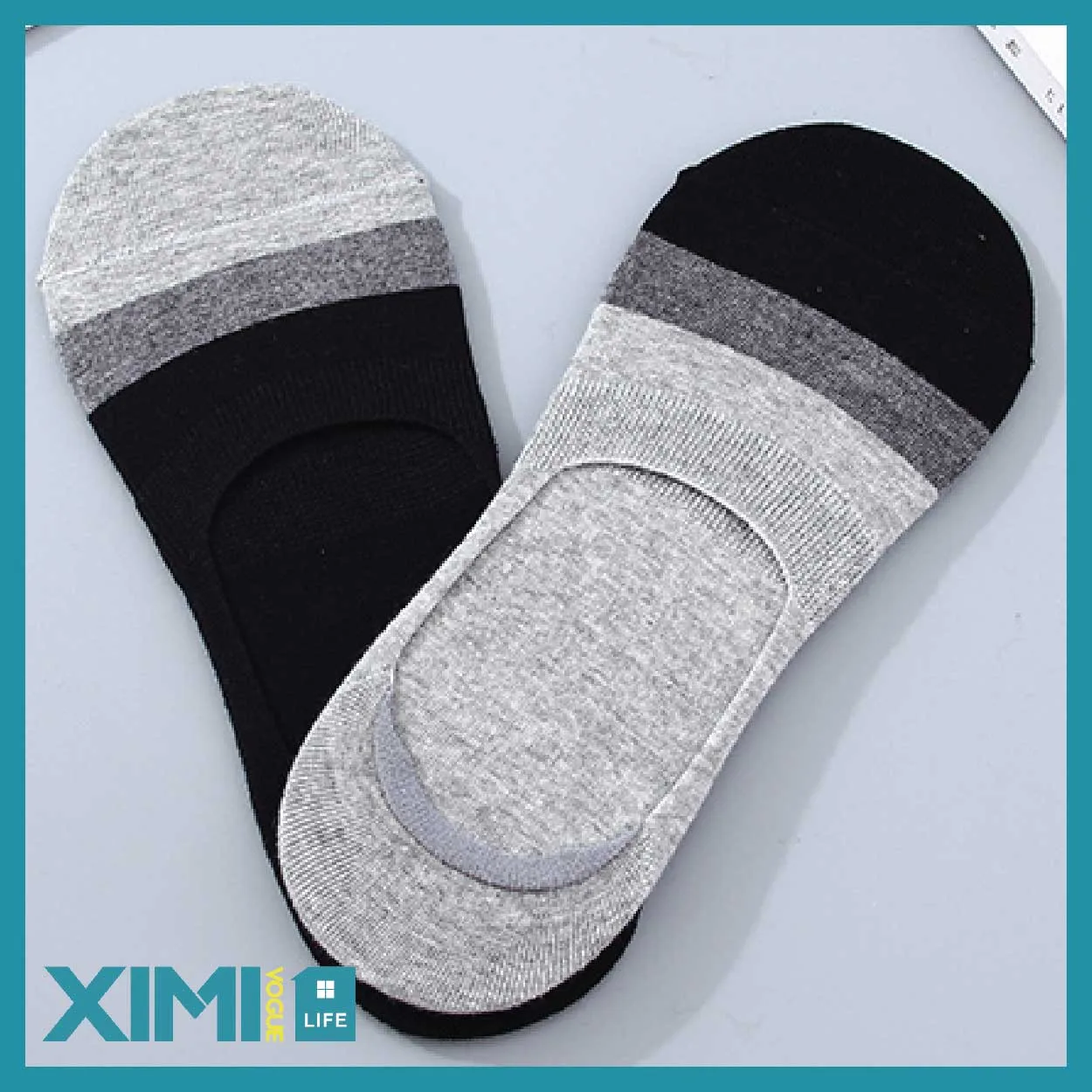 Wide Stripes Invisible Socks for Men(2 Pairs/Set) - Image 2