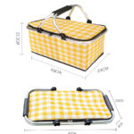 Outdoor Plaid Portable Thermal Folding Picnic Storage Basket 30L (Green) - Image 2