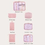 7Pcs Portable Travel Organizer Pink Color - Image 2