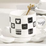 250ml/8.4fl.oz. Geometry Floral Coffee Ceramic Cup and Saucer Set (White) SPJ008 - Image 2