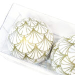 Gold Leaf Print Christmas Ball 3 PCS - Image 2