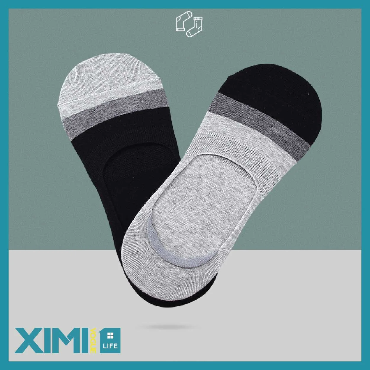 Wide Stripes Invisible Socks for Men(2 Pairs/Set) - Image 4