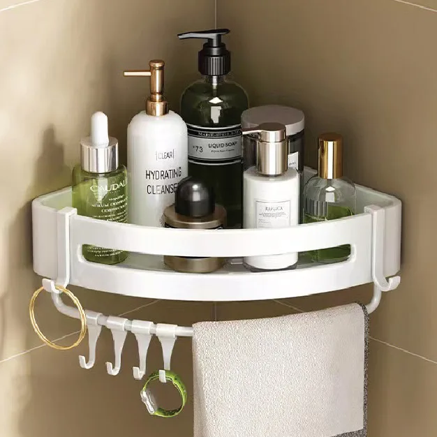 Corner Bathroom Organizer With Hanging White - Image 3