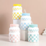 460ml/15.5fl.oz. Girly Checkboard Straw Ceramic Cu - Image 3