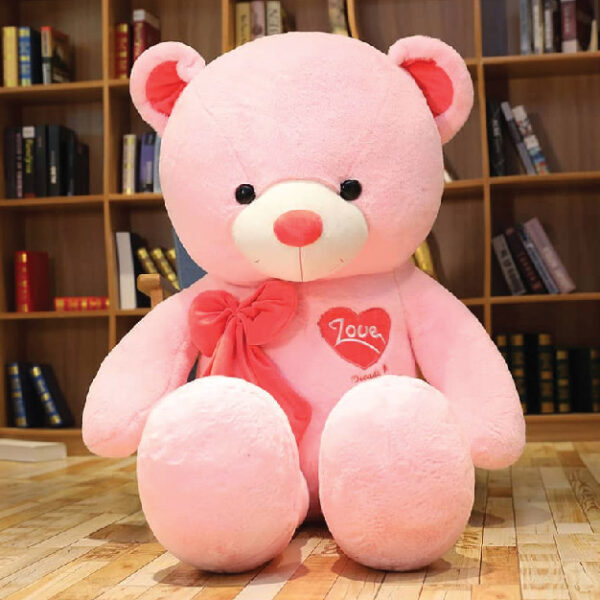 Teddy Bear Pink  Color With Bow And Heart (80Cm)