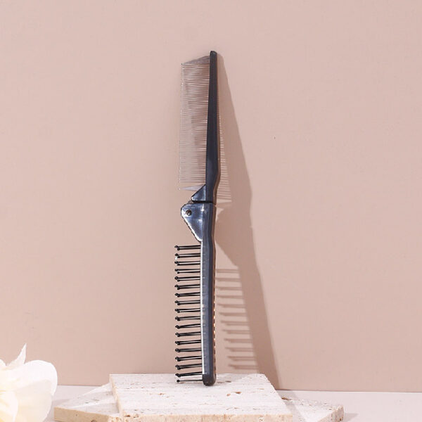 Portable folding dual-purpose comb