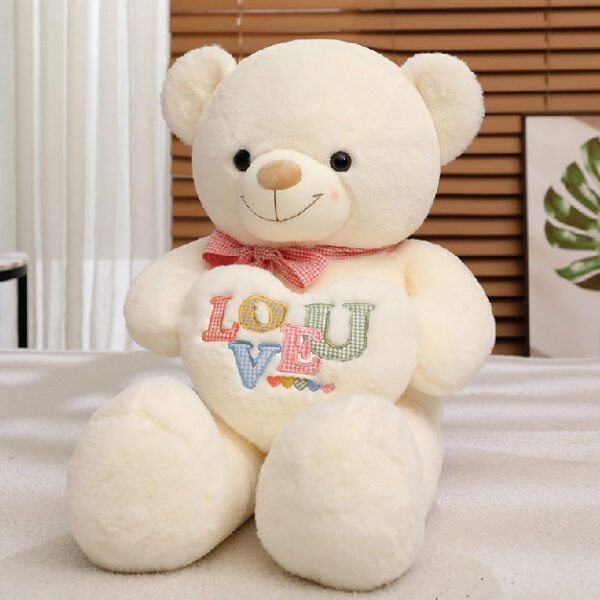 Teddy Bear White Color With Heart And Love U (80Cm)