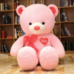 Teddy Bear Pink  Color With Bow And Heart (80Cm) - Image 2