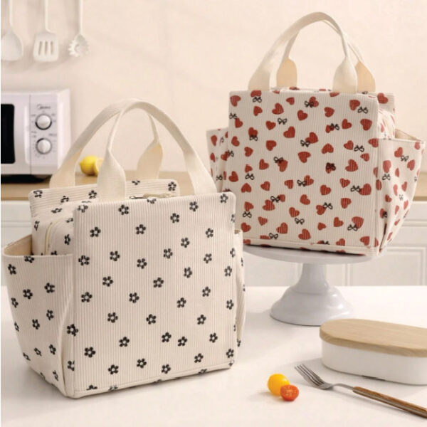Rh2470 Insulated Lunch Bag  Beigeheartplum Blossom