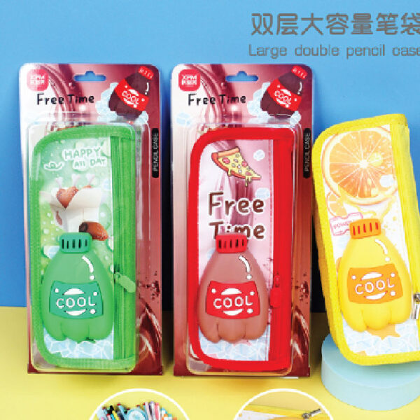 208019 Soda Bottle Decompression Doll Double Pencil Case