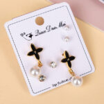 Long Strip Oil Drop Pearl Three Pairs Of Stud Earrings 4020100377