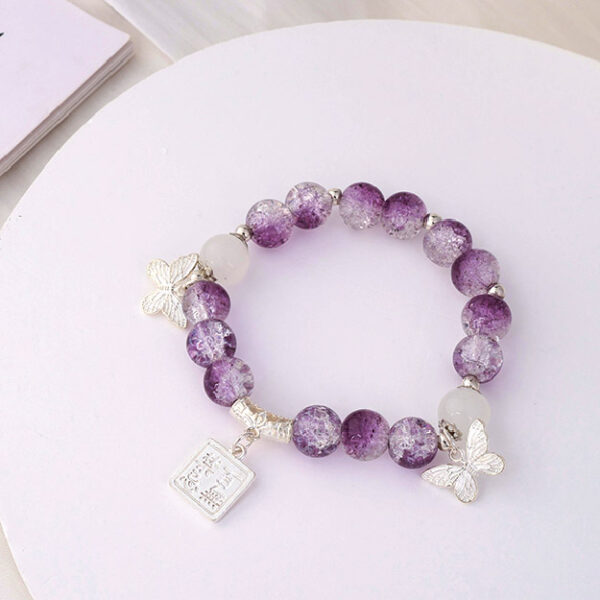 Crack Bead Butterfly Tag Bracelet