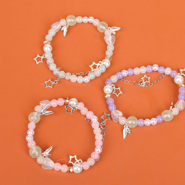 Bamboo Leaf Fivepointed Star Colored Bead Bracelet 4021000470