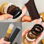 Twenty Milk Tea Color Cotton Hair Ties - Image 2