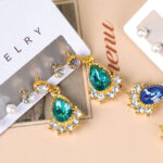 Fashion Colored Diamond Drops Three Pairs Of Earrings - Image 2