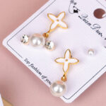 Long Strip Oil Drop Pearl Three Pairs Of Stud Earrings 4020100377 - Image 2