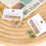 Fashion Colored Diamond Drops Three Pairs Of Earrings - Image 3