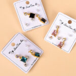 Long Zircon Square Three Pair Earrings 4020100379 - Image 3